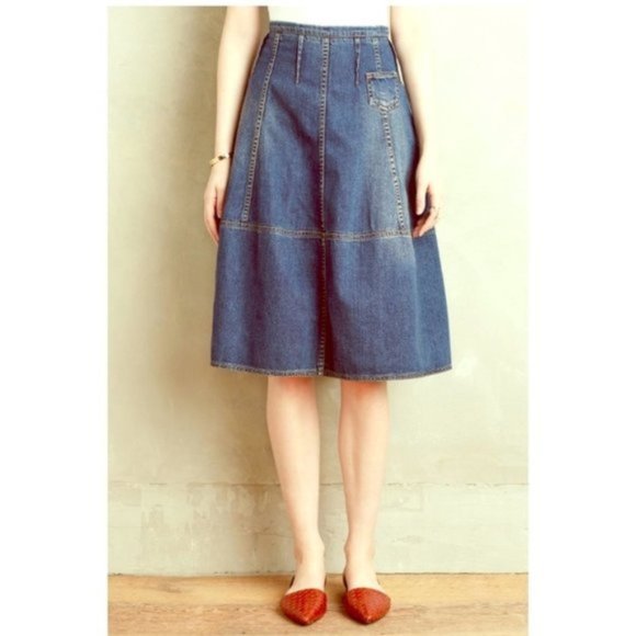 Anthropologie Dresses & Skirts - Holding Horses Denim Midi Skirt Size 0